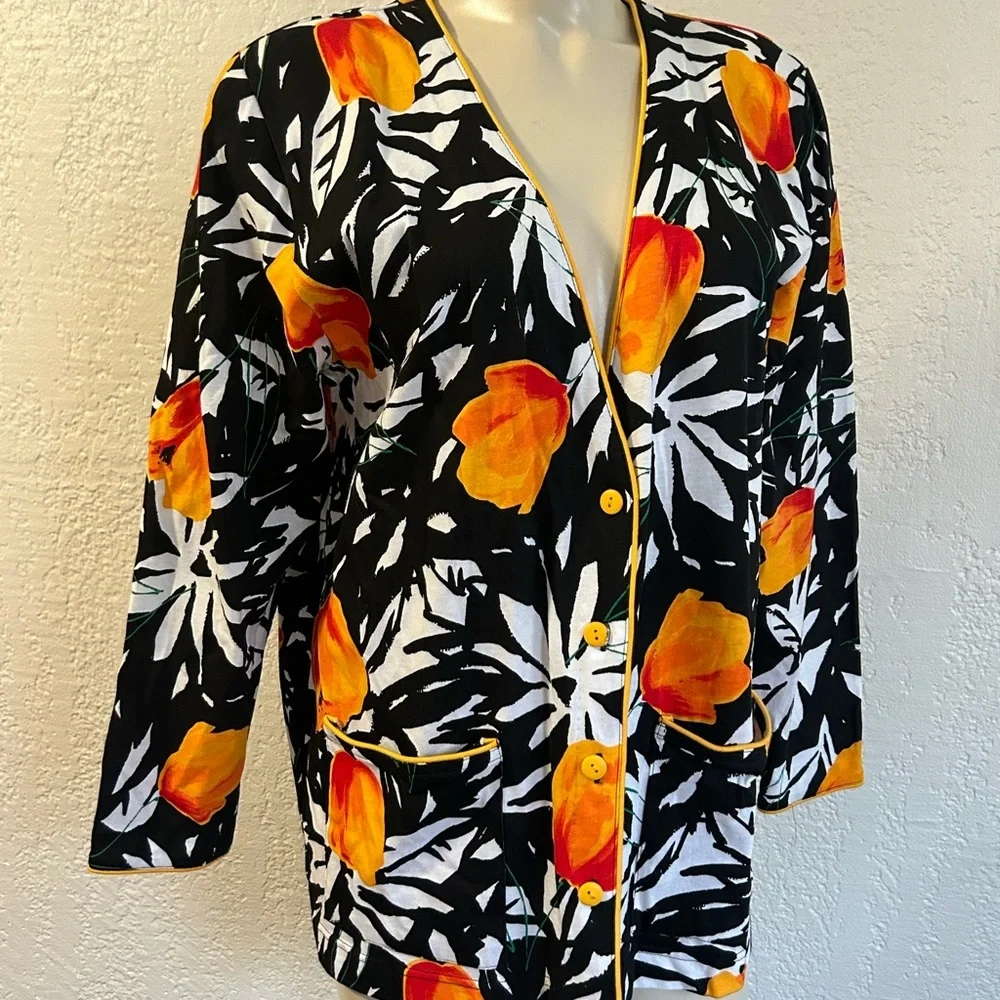 Vintage Evan Picone 2-Piece Floral Cotton Skirt Suit NWT M/L 90s Tropical Print